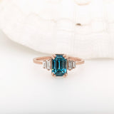 3.6ct Vibrant Blue Zircon Ring w Earth Mined Diamonds in Solid 14K Gold | EM 9x6mm