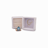 Vivien Solid 14k Gold: Swiss Topaz Ring with Sapphire Accents, Trillion 15x12.5mm