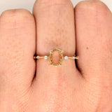 Classic Solitaire Ring Setting with Minimalist Trio Diamond Accented Shank 14K Gold | Oval