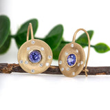 Mahi 14K Yellow Gold Tanzanite Diamond Earrings | Round 5mm