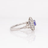Junia Solid 14k White Gold Tanzanite Ring with Natural Diamond Accents | 5mm