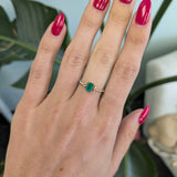 14K yellow gold colombian emerald ring with diamond accents