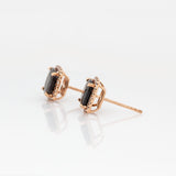 Meryl Golden Sheen Sapphire Earrings with Natural  Diamonds Halo: Solid 14k Gold