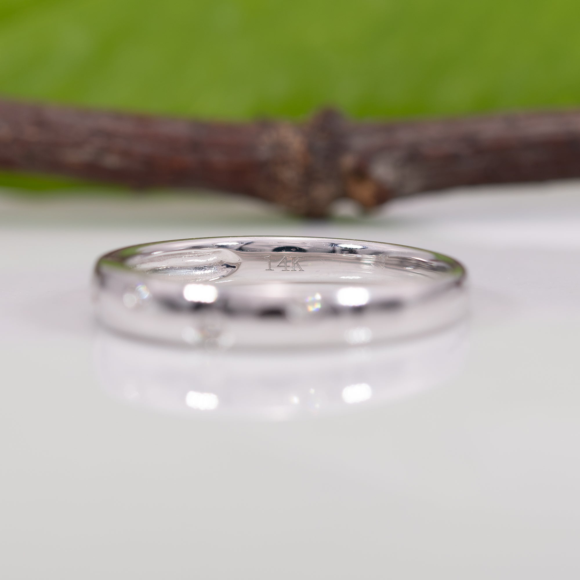 14K white gold diamond band