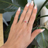 14K white gold padparadscha sapphire oval ring with diamond halo