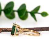 Sophie 14K Yellow Gold Chrome Tourmaline and Diamond Ring | EM 9.2x6.3mm