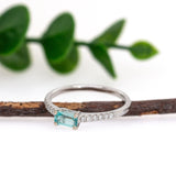 Eve 14K White Gold Afghani Paraiba Color Tourmaline Diamond Ring | EM 5x3mm