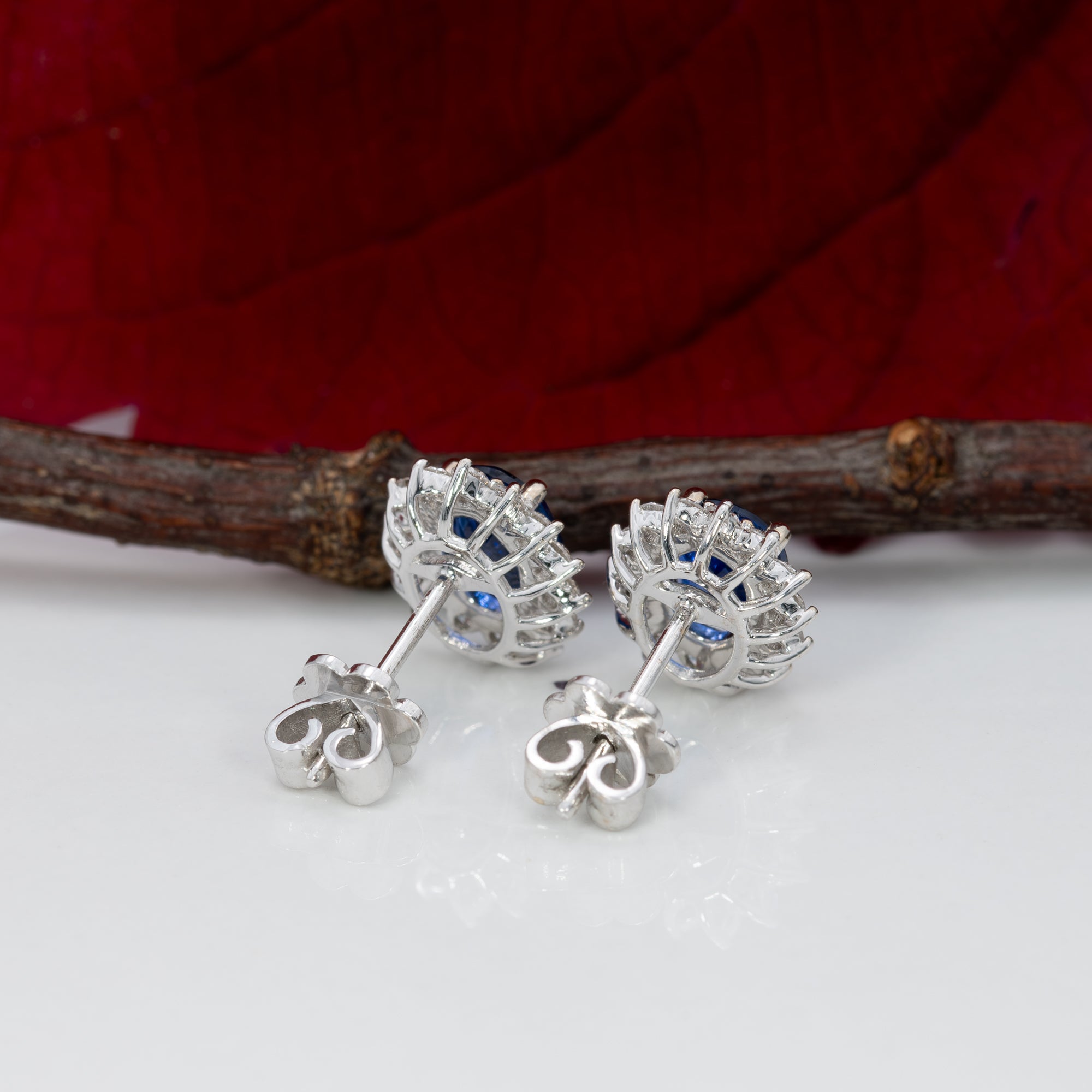 14K white gold ceylon blue sapphire earrings