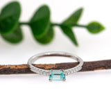 Eve 14K White Gold Afghani Paraiba Color Tourmaline Diamond Ring | EM 5x3mm