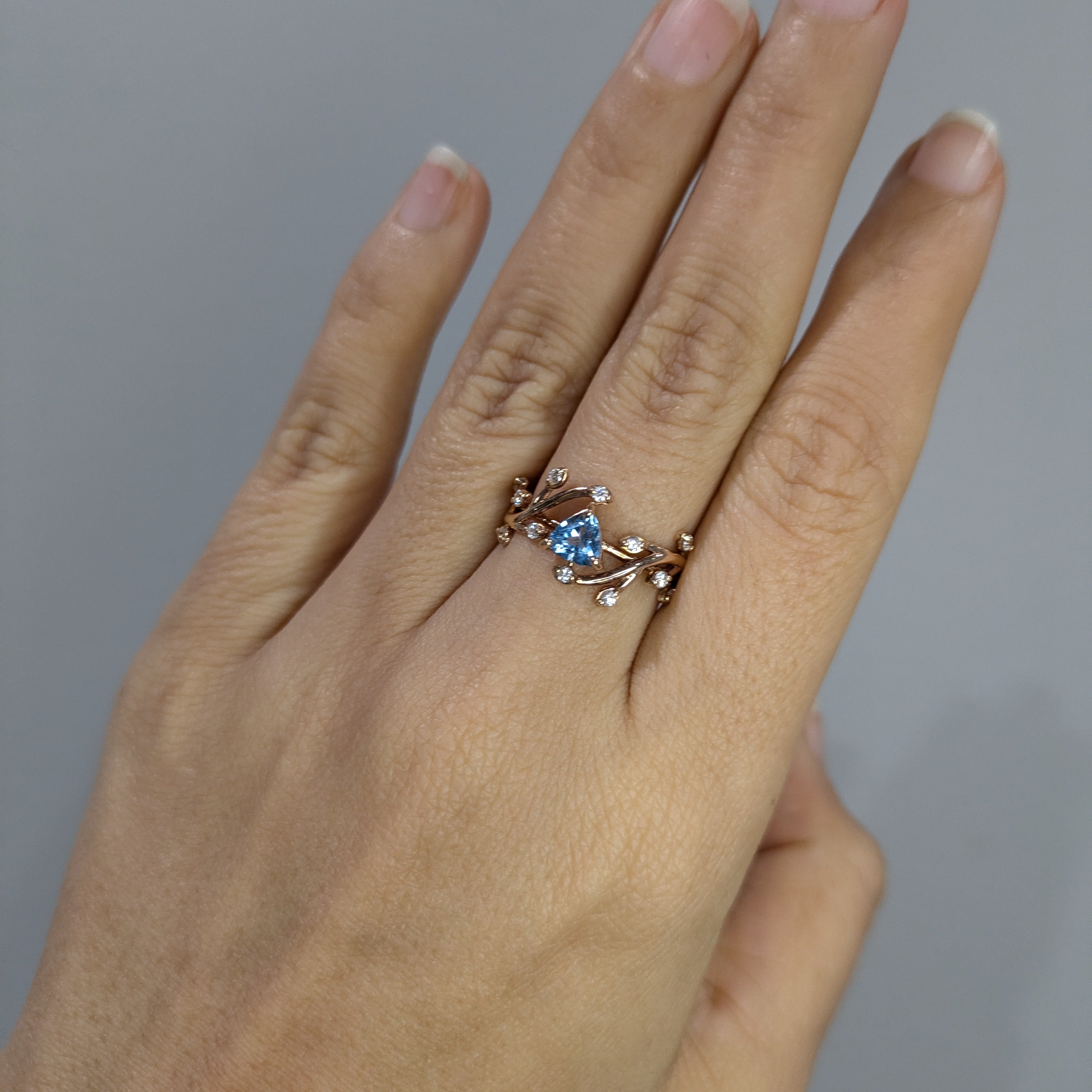 Hannah 14K Rose Gold Swiss Blue Topaz and Diamond Ring | TR 5mm