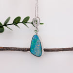 Trishu 14K White Gold 11.31cts Boulder Opal Diamond Pendant | Fancy Shape 22.5x15.5mm