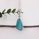Trishu 14K White Gold 11.31cts Boulder Opal Diamond Pendant | Fancy Shape 22.5x15.5mm