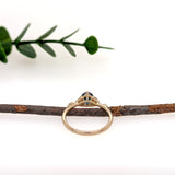 Janu 14K Yellow Gold 1.0cts Ceylon Sapphire Diamond Wedding Ring | Round 5mm