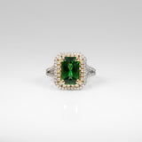 14K white & yellow gold chrome tourmaline ring