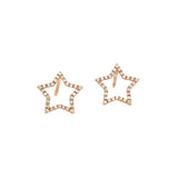 Audrey Golden Glow Star Studs with Natural Diamonds Accents: Solid 14k Rose Gold