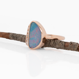 Ates Solid 14k Gold Boulder Opal Ring with Natural Diamonds Accents