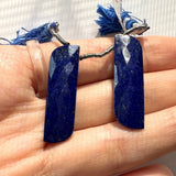 Lapis Drilled Matched Pair Gemstones Wing Shape | Side Drilled and Faceted Gems | 34x10x5mm | Beautiful Gemstone | Blue Gemstone