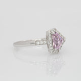 Elegant Pink Sapphire Ring with Natural Diamond Accents – Solid 14K Gold Trillion Cut Fine Jewelry Statement Design