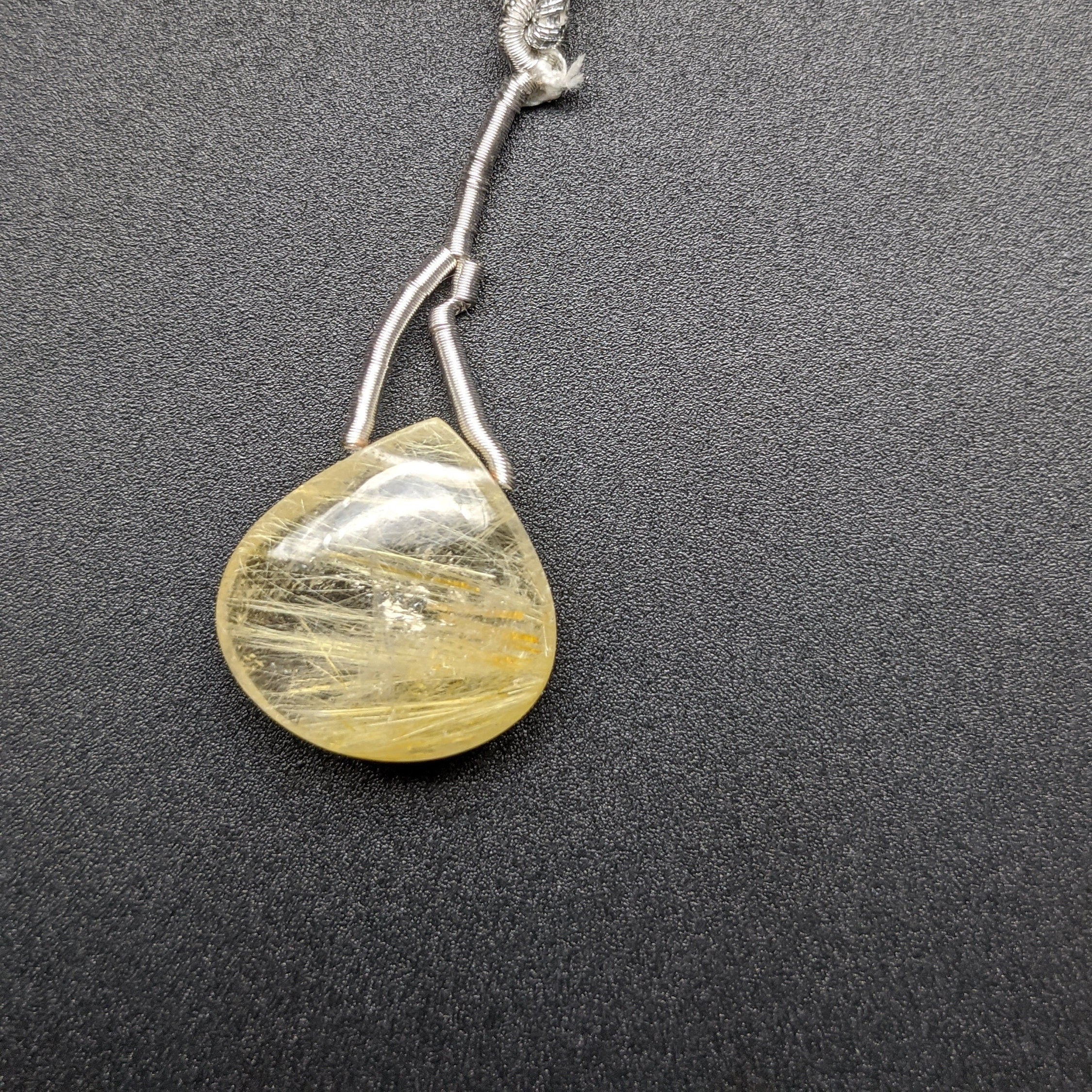 Golden Rutile Drilled Gemstones Tear Drop Shape- Side Drilled and Smooth Gems 17mm