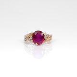 14K yellow gold Madagascar ruby estate ring with diamonds