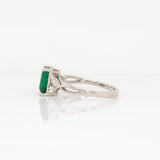 Aliza Zambian Emerald Ring with Natural Diamonds Accents: 14k Solid Gold, Emerald 8x6mm