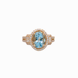 Anika 14K Solid Yellow Gold Aquamarine and Diamond Ring | OV 10x8mm