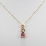 14K yellow gold pink tourmaline pendant