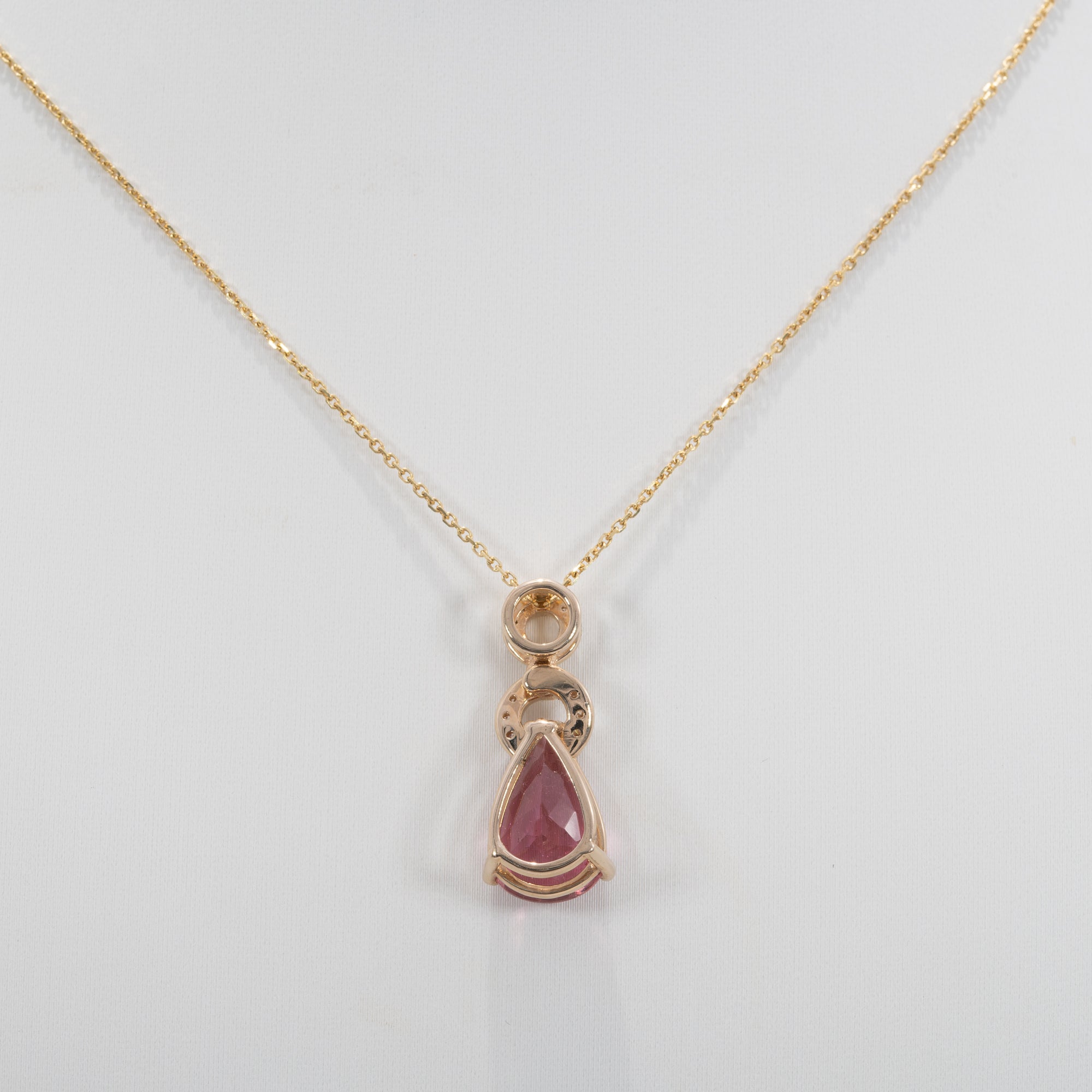 14K yellow gold pink tourmaline pendant