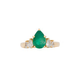 GIA Certified Colombian Emerald & Natural Diamond Ring: Solid 14K Gold, Pear Cut