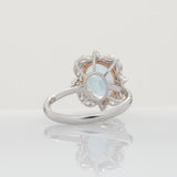 3.2Ct Aquamarine Ring with Natural Diamonds Accents: Solid 14K Dual Gold, 11x9mm