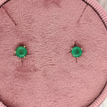 14K yellow gold Zambian emerald round stud earrings