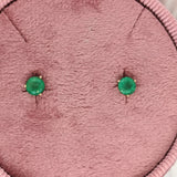 14K yellow gold Zambian emerald round stud earrings