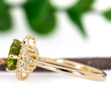 Estate 14K Yellow Gold Peridot and Diamonds Ring | Round 8mm