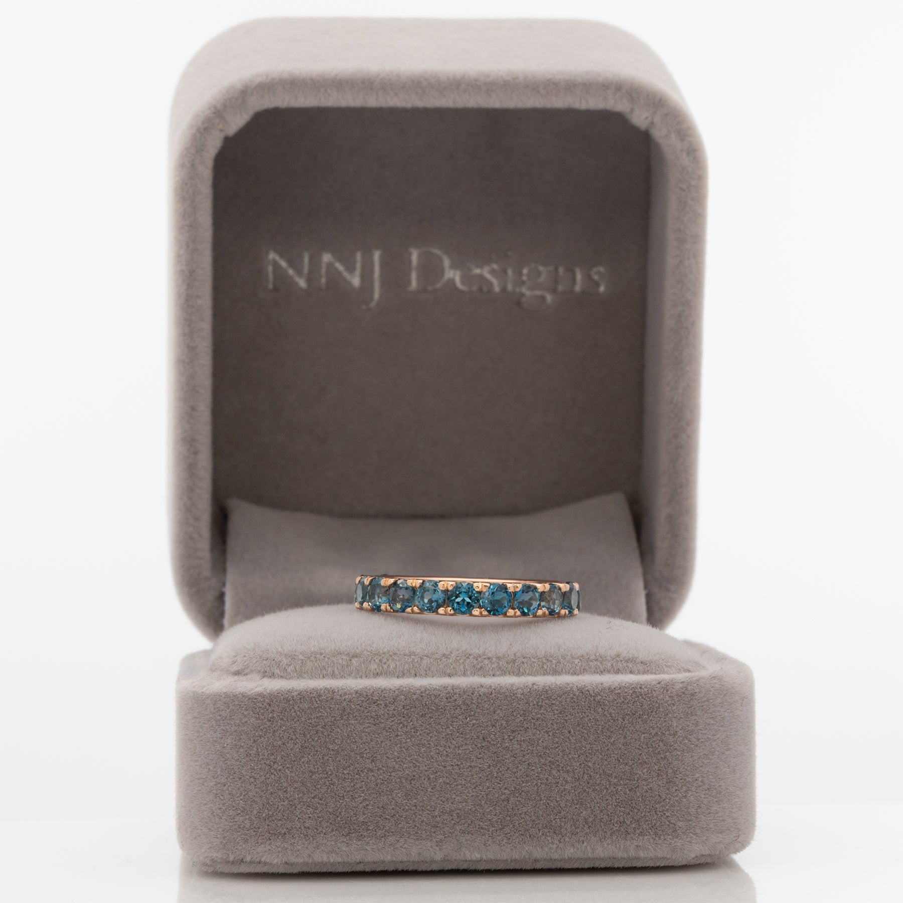 14K rose gold London blue topaz cluster ring