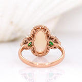 Anvisha 14K Rose Gold Brazilian Opal and Tsavorite with Diamonds Ring | Oval 13x7mm