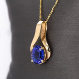 Estate 14K Yellow Gold Tanzanite Solitaire Pendant | OV 10x8mm
