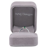 14K white gold Colombian emerald ring with diamond accents