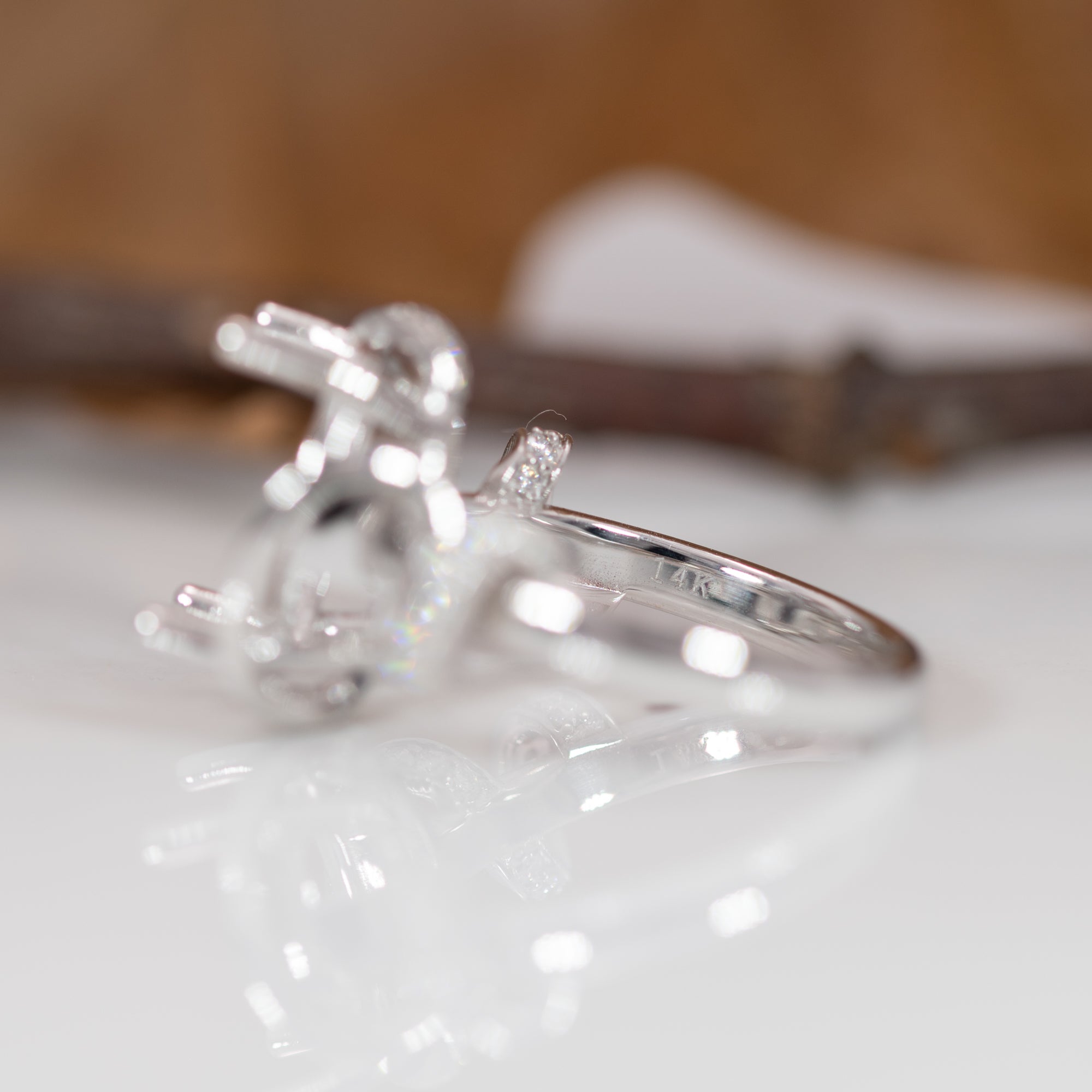 14K white gold diamond ring
