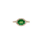 14K yellow gold tsavorite garnet ring with diamond accents