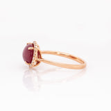 Lilou 14k Solid Gold Star Ruby Ring with Natural Diamonds Accents , Oval 11x7.6mm