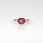 14K rose gold star ruby cabochon ring with diamond accents