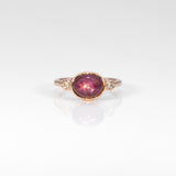 14K rose gold star ruby cabochon ring with diamond accents