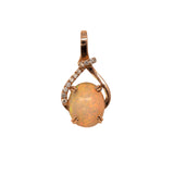 Ethiopian Opal Pendant Necklace with Earth Mined Diamond Accents in Solid 14K Gold – Oval 10x8mm Gemstone