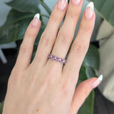 Kairoa Solid 14k Gold Pink sapphire Band Ring with Natural Diamonds Accents, 4x3mm