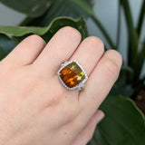 Noelle 14K White and Yellow Gold Bi-Color Tourmaline Diamond Ring | Cushion 13mm