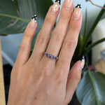 18K yellow gold estate ring with blue and purple sapphires