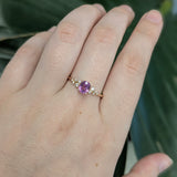Mahim 14k Solid Rose Gold Purple Sapphire and Natural Diamond Ring | 6x4mm , OV