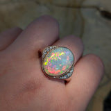 Harriet 14K Solid Rose Gold Ethiopian Opal and Diamond Ring | OV 17x13mm