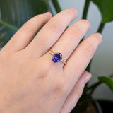 Ziya 14k Solid Gold Tanzanite Ring with Natural Diamond Accents | Oval 9x7mm