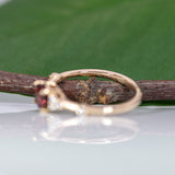 14K yellow gold red spinel ring with diamond accents